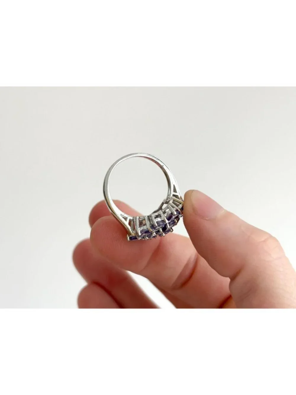 Tanzanite Gemstone Cluster Blooming Floral Sterling Silver 925 Vintage Ring sz 8